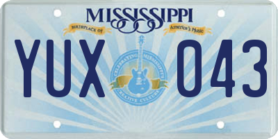 MS license plate YUX043