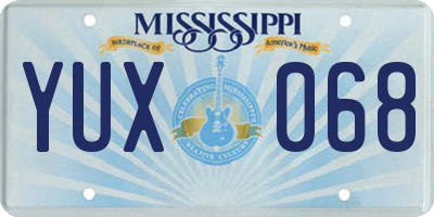 MS license plate YUX068