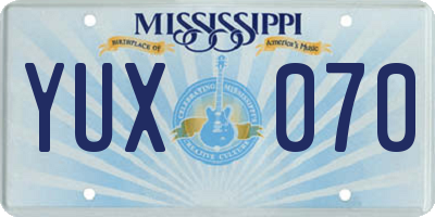 MS license plate YUX070