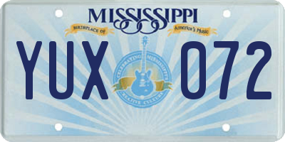 MS license plate YUX072