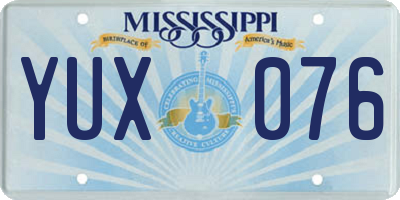 MS license plate YUX076