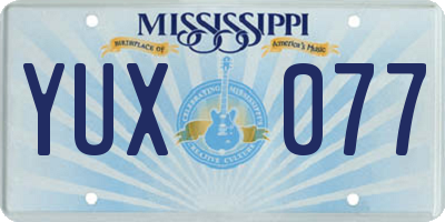 MS license plate YUX077