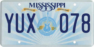 MS license plate YUX078