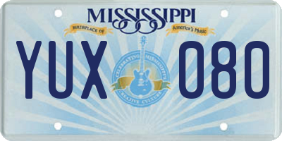 MS license plate YUX080