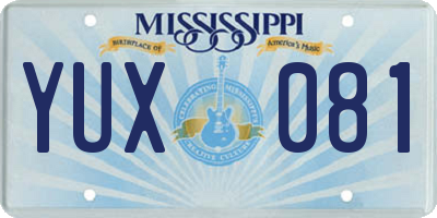 MS license plate YUX081