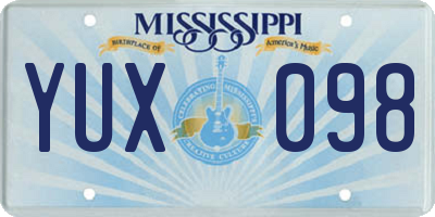 MS license plate YUX098