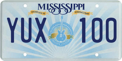 MS license plate YUX100