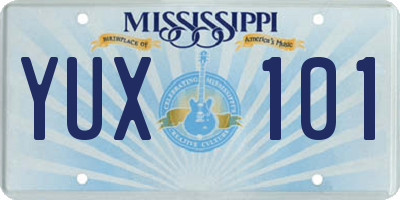 MS license plate YUX101