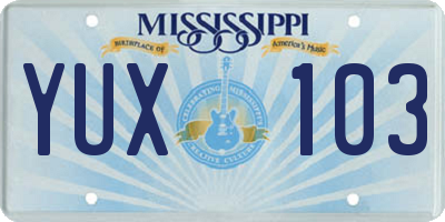 MS license plate YUX103