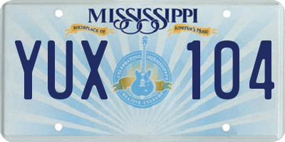 MS license plate YUX104