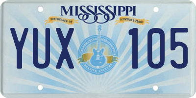 MS license plate YUX105