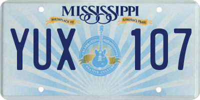 MS license plate YUX107