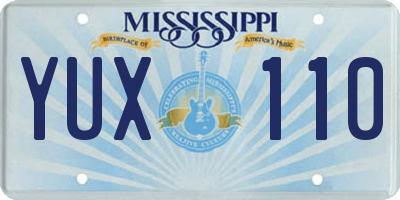 MS license plate YUX110