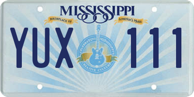 MS license plate YUX111