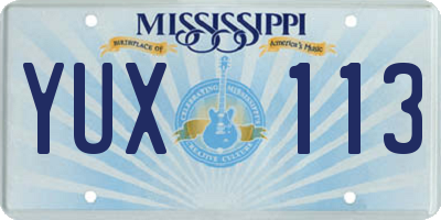 MS license plate YUX113