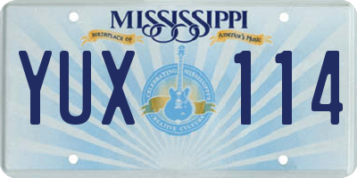 MS license plate YUX114