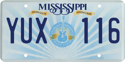 MS license plate YUX116