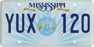 MS license plate YUX120