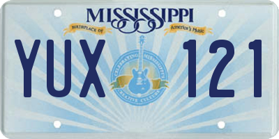 MS license plate YUX121