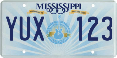 MS license plate YUX123