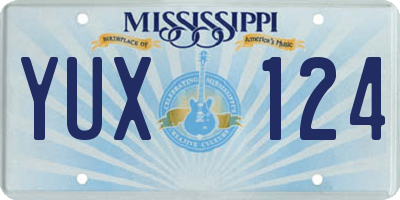 MS license plate YUX124