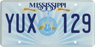 MS license plate YUX129