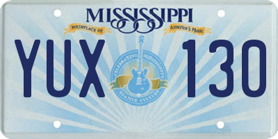 MS license plate YUX130