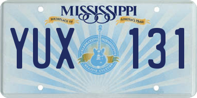 MS license plate YUX131