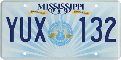 MS license plate YUX132