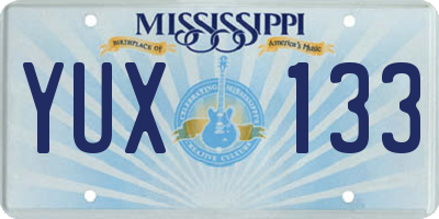 MS license plate YUX133