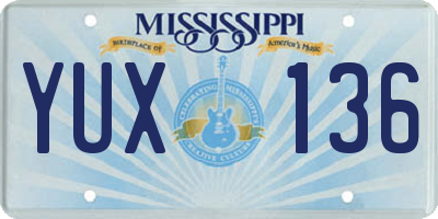MS license plate YUX136