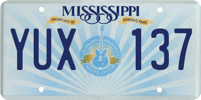 MS license plate YUX137