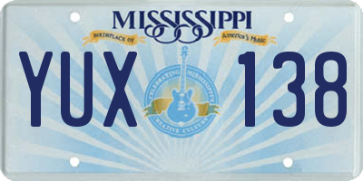 MS license plate YUX138
