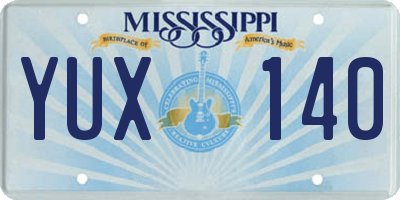 MS license plate YUX140