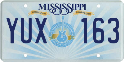 MS license plate YUX163