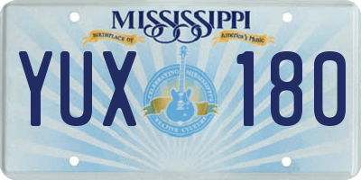 MS license plate YUX180