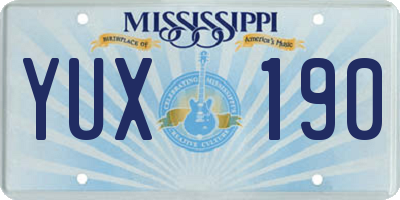 MS license plate YUX190