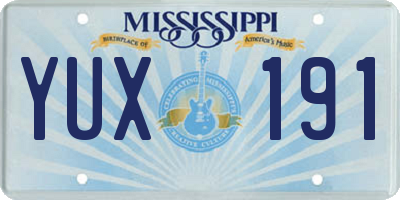 MS license plate YUX191
