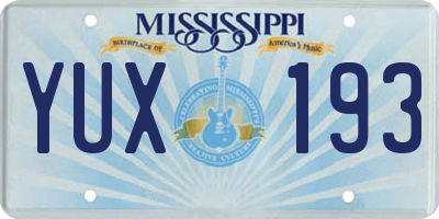 MS license plate YUX193
