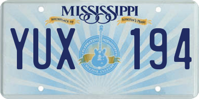 MS license plate YUX194