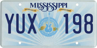MS license plate YUX198