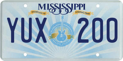 MS license plate YUX200