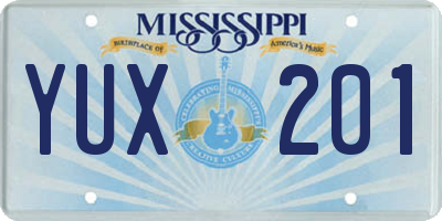 MS license plate YUX201