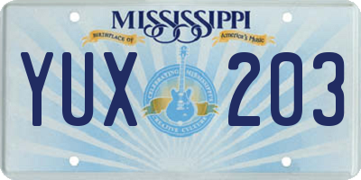 MS license plate YUX203