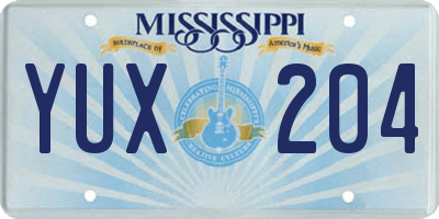 MS license plate YUX204