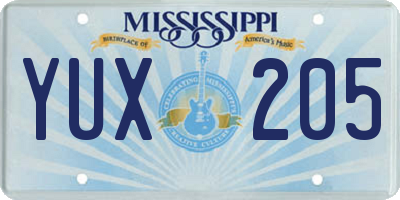 MS license plate YUX205