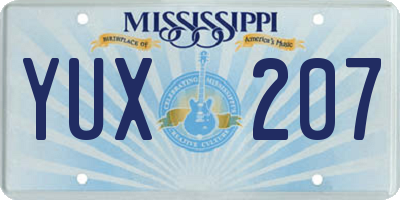 MS license plate YUX207