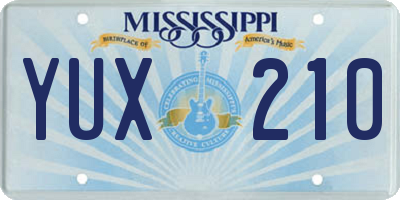 MS license plate YUX210