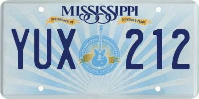 MS license plate YUX212