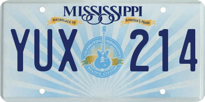 MS license plate YUX214